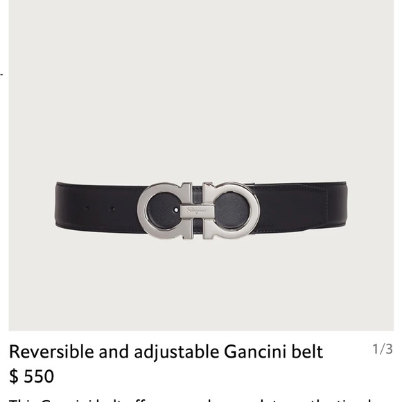 Ferragamo Gancini Silver Belt. 85cm